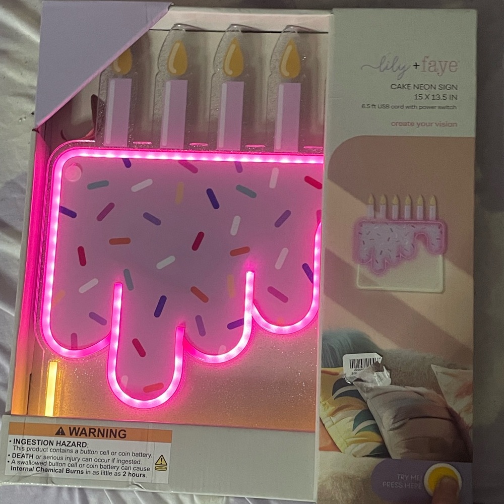 Pink Cake Neon Sign New In Box